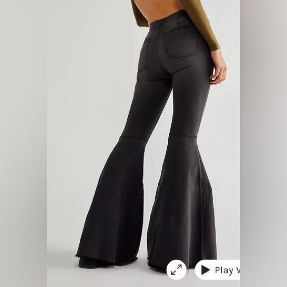 Black Free People Just Float On Flare Leg Jeans - Picture 2 of 5